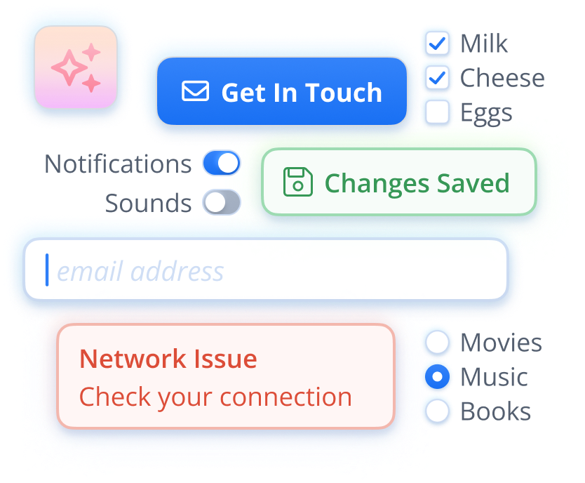 a grid of UI components