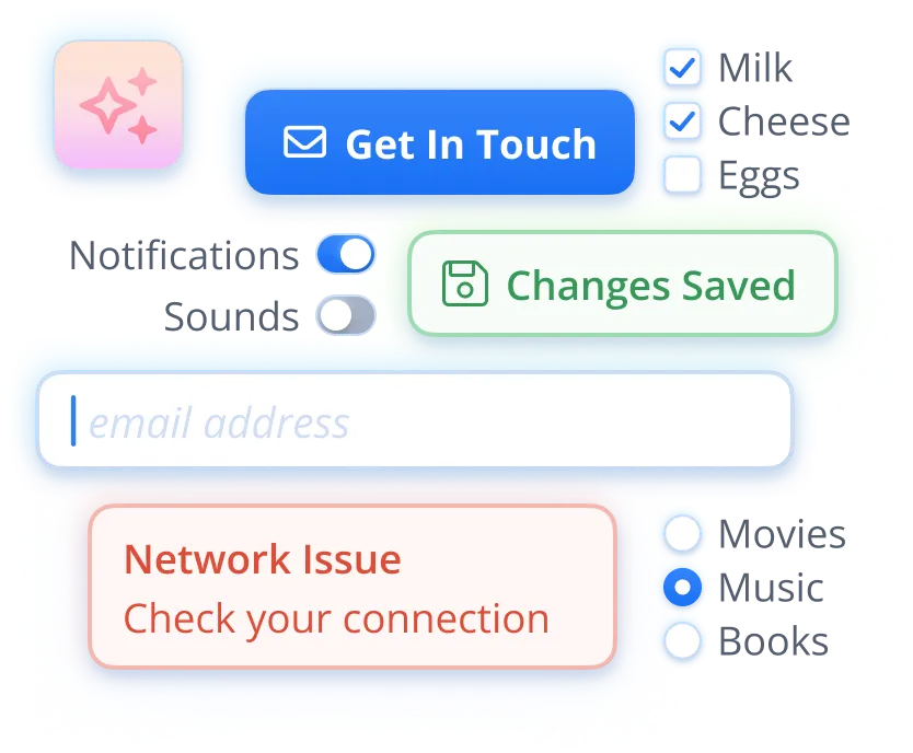 a grid of UI components